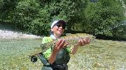 Chiris and Co, Rainbow trout July, Soca, Slovenia fly fishing